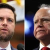 Thống đốc bang Minnesota Tim Walz (phải) và Thượng nghị sỹ bang Ohio J.D. Vance. (Nguồn: Getty Images)