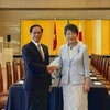 Bộ trưởng Ngoại giao Bùi Thanh Sơn (trái) và người đồng cấp Nhật Bản Kamikawa Yoko đồng chủ trì Phiên họp Ủy ban Hợp tác Việt Nam-Nhật Bản. (Ảnh: Phạm Tuân/TTXVN)
