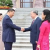 Tổng Bí thư, Chủ tịch nước Trung Quốc Tập Cận Bình và Phu nhân đón Tổng Bí thư, Chủ tịch nước Tô Lâm và Phu nhân. (Ảnh: Trí Dũng/TTXVN)