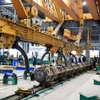 Nhà máy sản xuất cọc nhồi bêtông của Công ty Trách nhiệm Hữu hạn Một thành viên Công nghiệp GS Việt Nam (VGSI) tại Khu Công nghiệp chuyên sâu Phú Mỹ 3. (Ảnh: Hồng Đạt/TTXVN)