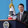 Tổng thống Hàn Quốc Yoon Suk Yeol phát biểu tại thủ đô Seoul. (Ảnh: Yonhap/TTXVN)