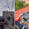Hiện trường vụ tai nạn bị điện giật khiến 3 công nhân xây dựng bị thương vong. (Nguồn: Cổng thông tin thành phố Hải Phòng)