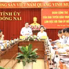Phó trưởng Ban thường trực Ban Tuyên giáo Trung ương Lại Xuân Môn phát biểu tại buổi làm việc. (Ảnh: TTXVN phát)