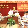 Phó trưởng Ban thường trực Ban Tuyên giáo Trung ương Lại Xuân Môn phát biểu tại buổi làm việc. (Ảnh: TTXVN phát)
