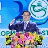 Thủ tướng Phạm Minh Chính phát biểu tại Hội nghị công bố Quy hoạch và xúc tiến đầu tư thành phố Cần Thơ. (Ảnh: Dương Giang/TTXVN)