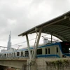 Đoàn tàu đầu tiên của tuyến Metro số 1 (Bến Thành-Suối Tiên) chạy thử nghiệm. (Ảnh: Thanh Vũ/TTXVN)
