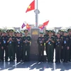 Bộ đội Biên Phòng Việt Nam và Lực lượng Hiến binh, Lục quân Campuchia tại Cột mốc 171 Cửa khẩu Quốc tế Mộc Bài-Bavet. (Ảnh: Minh Phú/TTXVN)