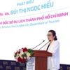 Phó Giám đốc Sở Du lịch TPHCM Bùi Thị Ngọc Hiếu phát biểu tại hội thảo. (Nguồn: Trang Thông tin Điện tử Đảng bộ Thành phố Hồ Chí Minh)