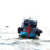 Tàu của ông Đào Xuân Dũng, trú tại xã Bảo Ninh, thành phố Đồng Hới, Quảng Bình, bị mắc cạn. (Ảnh: TTXVN phát)