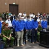 Các bị cáo tại phiên tòa. Ảnh: Phạm Kiên - TTXVN