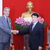 Thường trực Ban Bí thư Lương Cường tiếp Tổng Bí thư Đảng Phong trào Cánh tả Thống nhất Dominica Mejia Abreu Jose Miguel. (Ảnh: Phương Hoa/TTXVN)