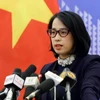Người Phát ngôn Bộ Ngoại giao Phạm Thu Hằng trả lời câu hỏi của các cơ quan báo chí trong nước và quốc tế. (Ảnh: Phạm Kiên/TTXVN)