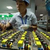 Lắp ráp linh kiện điện tử dùng cho ngành máy in tại Công ty TNHH công nghệ điện tử Chee Yuen Việt Nam, vốn đầu tư của Đài Loan, Trung Quốc ở khu công nghiệp An Dương, huyện An Dương. (Ảnh: Vũ Sinh/TTXVN)