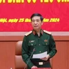 Đại tướng Phan Văn Giang phát biểu chỉ đạo tại buổi làm việc. (Ảnh: Hồng Pha/TTXVN phát)