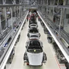 Dây chuyền lắp ráp xe ô tô của Hãng Porsche ở Stuttgart, miền Nam Đức. (Ảnh tư liệu: AFP/TTXVN) 