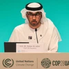 Chủ tịch COP28 Sultan Al Jaber phát biểu tại cuộc họp báo ở Dubai, UAE. (Ảnh: AFP/TTXVN)