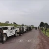 Binh sỹ thuộc Phái bộ Gìn giữ hòa bình của LHQ tại CHDC Congo (MONUSCO) tuần tra tại Kibumba, ngày 22/2/2021. (Ảnh: AFP/TTXVN)