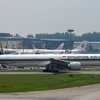 Máy bay của Hãng hàng không Singapore Airlines . (Ảnh: AFP/TTXVN) 