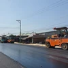 Thi công tuyến đường ĐT.784 đi qua địa phận huyện Dương Minh Châu, tỉnh Tây Ninh. (Ảnh: Thanh Tân/TTXVN)