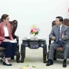 Phó Thủ tướng Trần Hồng Hà tiếp bà Angela Pratt, Trưởng Đại diện Tổ chức Y tế Thế giới tại Việt Nam. (Ảnh: Phạm Kiên/TTXVN)