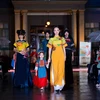 Trình diễn các mẫu áo dài tại Tuần lễ thời trang áo dài ở Fukuoka. (Ảnh: Phạm Tuân-Xuân Giao/Vietnam+)