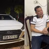 Tài xế Hoàng Văn Linh và chiếc xe ôtô tông cán bộ Cảnh sát Giao thông. (Ảnh: Công an cung cấp)