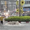 Một hố ga sụt lún do ngập xuất hiện gần chợ Thủ Đức (thành phố Thủ Đức, Thành phố Hồ Chí Minh). (Ảnh: TTXVN phát)