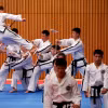 Các vận động viên taekwondo của Triều Tiên tham gia màn biểu diễn chung với các vận động viên taekwondo Hàn Quốc bên lề Thế vận hội mùa đông Olympic Pyeongchang, Hàn Quốc ngày 12/2/2018. (Ảnh: AFP/TTXVN)