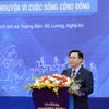 Chủ tịch Quốc hội Vương Đình Huệ phát biểu động viên và giao nhiệm vụ tuổi trẻ cả nước. (Ảnh: Nhan Sáng/TTXVN)