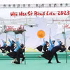 Chương trình nghệ thuật đặc sắc của các chàng trai cô gái Sán Chỉ khai Hội Hoa sở Bình Liêu năm 2023. (Ảnh: Thanh Vân/TTXVN) 