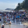Một góc bãi D, Sầm Sơn những ngày cuối tháng 7/2022. (Ảnh: Hoa Mai/TTXVN)