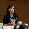 Đại biểu Quốc hội tỉnh Hà Giang Lý Thị Lan phát biểu ý kiến. (Ảnh: Phạm Kiên/TTXVN)