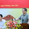 Thủ tướng Phạm Minh Chính kết luận buổi làm việc với lãnh đạo chủ chốt tình Hà Giang. (Ảnh: Dương Giang/TTXVN)