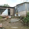 Nhà người dân bị sụp thuộc ven kênh Nước Mặn, ấp 7, xã Phước Đông, huyện Cần Đước, tỉnh Long An. (Ảnh: TTXVN phát)