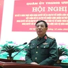 Đại tướng Phan Văn Giang, Bộ trưởng Bộ Quốc phòng phát biểu tại hội nghị. (Ảnh: Trọng Đức/TTXVN)