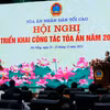 Chủ tịch nước Võ Văn Thưởng phát biểu chỉ đạo tại Hội nghị triển khai nhiệm vụ năm 2024 của Tòa án Nhân dân Tối cao. (Ảnh: Thống Nhất/TTXVN)
