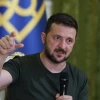 Tổng thống Ukraine Volodymyr Zelensky phát biểu trong cuộc họp báo ở Kiev ngày 15/7. (Ảnh: Getty Images/TTXVN)