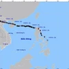 Hướng di chuyển của áp thấp nhiệt đới. (Ảnh: TTXVN phát)