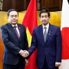 Chủ tịch Quốc hội Trần Thanh Mẫn và Chủ tịch Thượng viện Nhật Bản Sekiguchi Masakazu chụp ảnh chung. (Ảnh: Doãn Tấn/TTXVN)