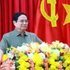 Thủ tướng Phạm Minh Chính phát biểu kết luận tại buổi làm việc với lãnh đạo tỉnh Đắk Lắk. (Ảnh: Dương Giang/TTXVN)