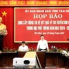 Quang cảnh buổi họp báo của tỉnh Thái Bình cung cấp thông tin về kết quả Kỳ thi tuyển sinh vào lớp 10 công lập. (Ảnh: Thế Duyệt/TTXVN)