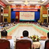 Hội thảo khoa học với chủ đề “Phát huy vai trò của người có uy tín trong xây dựng Đảng và hệ thống chính trị cơ sở trong sạch, vững mạnh trên địa bàn tỉnh Gia Lai”. (Ảnh: Quang Thái/TTXVN)