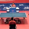Trận chung kết đôi nam căng thẳng giữa Nguyễn Anh Tú (Hà Nội, bên trái và Đinh Anh Hoàng (T&T, bên phải) tại Giải bóng bàn các cây vợt xuất sắc quốc gia năm 2023 (Ảnh: Quốc Đạt/TTXVN)