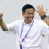 Niềm vui của huấn luyện viên Hoàng Anh Tuấn khi U23 có bàn thắng mở tỷ số với siêu phẩm đá phạt của Khuất Văn Khang trong trận gặp U23 Malaysia ở lượt trận thứ 2 bảng D Vòng chung kết U23 châu Á 2024. (Ảnh: TTXVN phát)