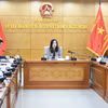 Thứ trưởng Bộ Ngoại giao Lê Thị Thu Hằng, Chủ nhiệm Ủy ban Nhà nước về người Việt Nam ở nước ngoài chủ trì gặp mặt báo chí. (Ảnh: Diệp Trương/TTXVN)