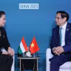 Thủ tướng Phạm Minh Chính gặp Tổng thống Hungary Katalin Novak trong khuôn khổ Hội nghị lần thứ COP28, chiều 1/12/2023, tại Dubai, Các Tiểu vương quốc Arab Thống nhất. (Ảnh: Dương Giang/TTXVN)