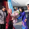 Lễ đón Chủ tịch Hạ viện Malaysia Tan Sri Dato’ Johari Bin Abdul và Phu nhân tại Sân bay quốc tế Nội Bài. (Ảnh: Minh Đức/TTXVN)