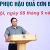 Thủ tướng chủ trì hội nghị đánh giá thiệt hại và khắc phục hậu quả cơn bão số 3. (Ảnh: Dương Giang/TTXVN)