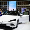 Mẫu xe điện của BYD được trưng bày tại Triển lãm ôtô quốc tế ở Jakarta, Indonesia ngày 15/2/2024. (Ảnh: THX/TTXVN)