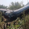 Hiện trường sự cố máy bay quân sự Myanmar trượt khỏi đường băng. (Nguồn: India Today) 